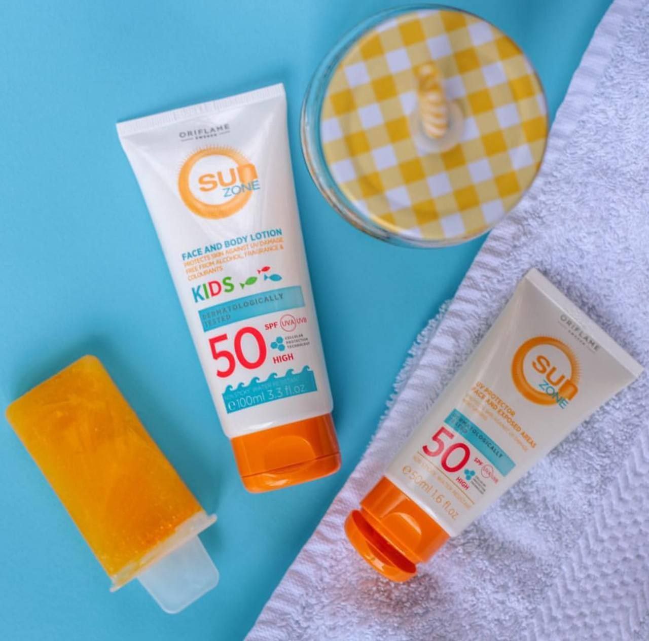 کرم ضدآفتاب محافظ UV سان زون spf50 آبرسان و ضدچروک اوریفلیم