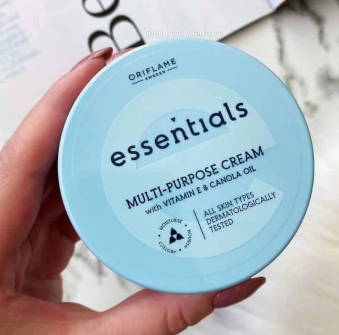 کرم صورت و دست و بدن اسنشالز حاوی ویتامین E وروغن کانولا اوریفلیم ۱۵۰ میل