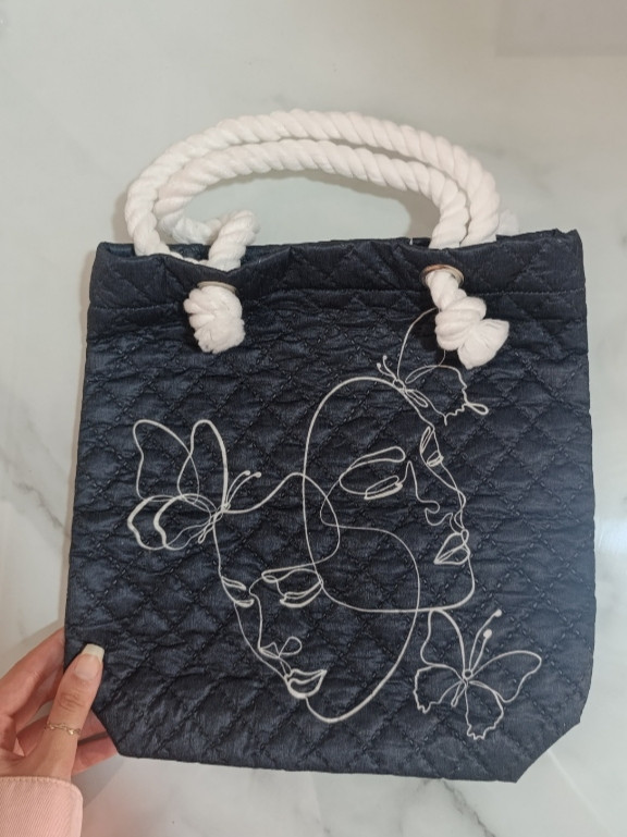 ساک دستی پارچه ای زیپ دار و دسته دار ۲۸ سانتی